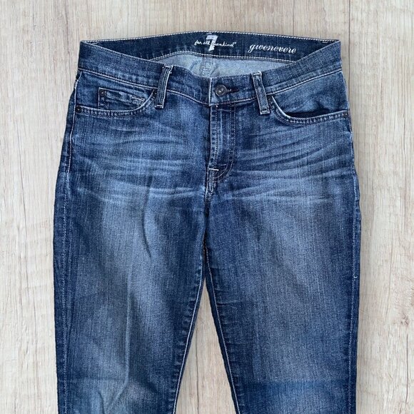 7 FOR ALL MANKIND Gwenevere Ankle Skinny Mid Rise Medium Wash Denim Jeans 28 - Picture 5 of 7